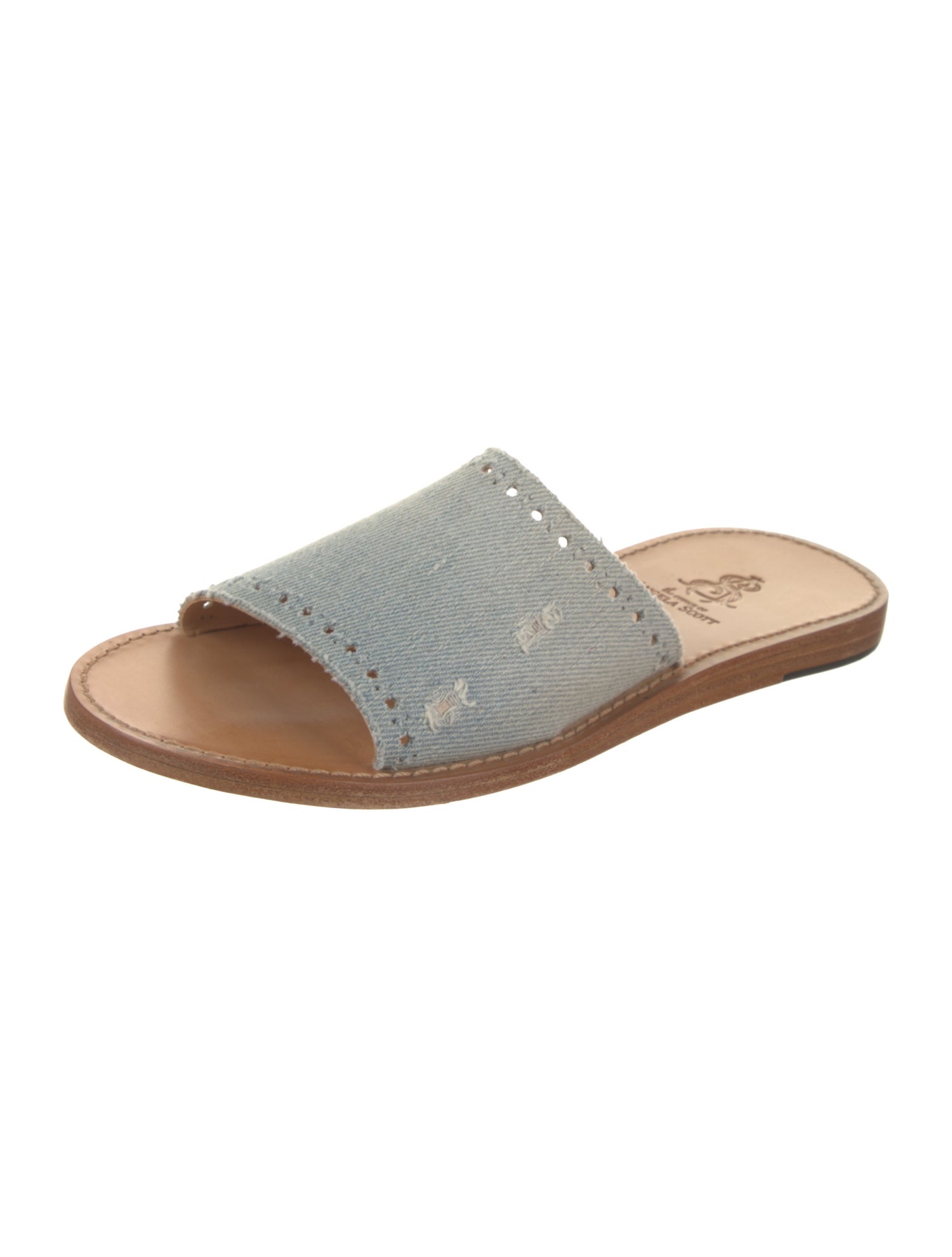 The Office of Angela Scott Denim Distressed Accents Slides